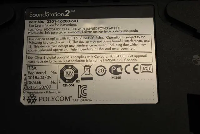 Alt view image 2 of 7 - POLYCOM SOUNDSTATION 2 PHONE B474450 2201-16200-601 + 2201-16020-601