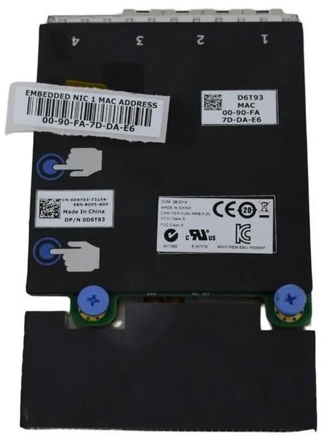 Alt view image 7 of 7 - Dell Emulex OneConnect Quad-Port 10Gbps SFP RNDC Network Daughter Card D6T93