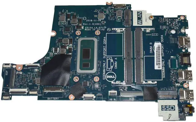 Alt view image 3 of 7 - Dell Inspiron 3580 3780 Motherboard i5-8265U 1.6GHz Quad-Core LA-G712P VFMW4