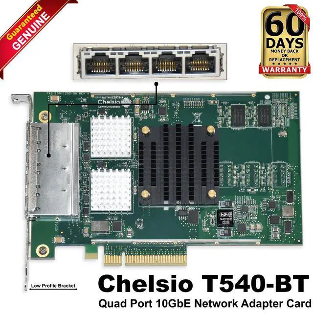 Main image of Dell Chelsio T540-BT Quad-Port 10GbE RJ45 PCIe Low Profile Network Adapter 2RGPF