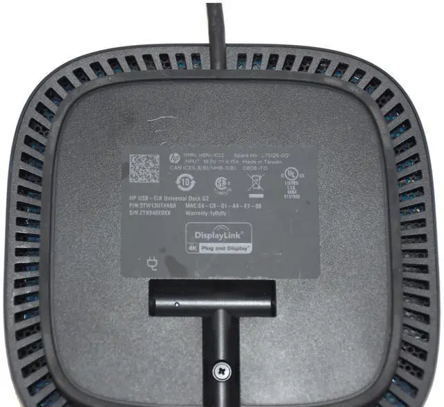 Alt view image 3 of 7 - HP Elite ZBook ProBook HSN-IX02 USB Universal Docking Station G2 5TW10AA#ABA