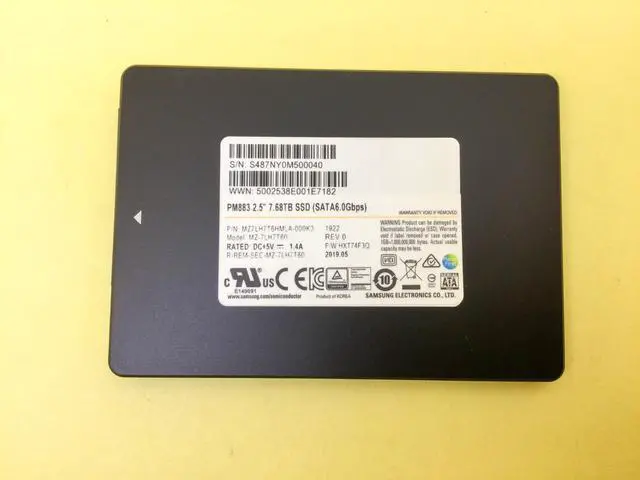 Main image of MZ-7LH7T60 Samsung PM883 7.68TB SATA 6Gbps 2.5in Internal SSD MZ7LH7T6HMLA-000K3