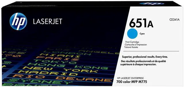 Main image of HP 651A Cyan Original LaserJet Toner Cartridge, ~16,000 pages, CE341A