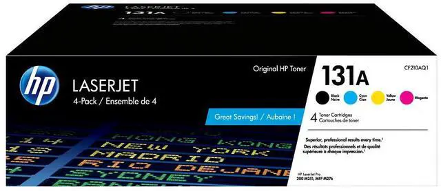 Main image of HP 131A 4-pack Black/Cyan/Magenta/Yellow Original LaserJet Toner Cartridges,