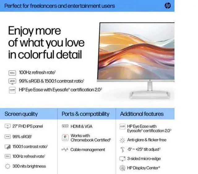 Alt view image 7 of 7 - HP Series 5 27 inch FHD Monitor - 527sf 27" FHD (1920 x 1080) 48-100 Hz