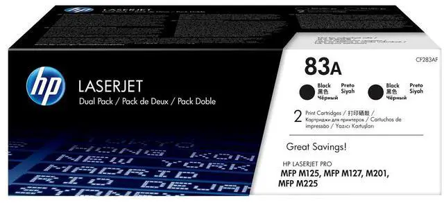 Main image of HP 83A 2-pack Black Original LaserJet Toner Cartridges, Per cartridge: 1,500