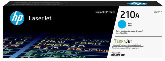 Main image of HP 210A Cyan Original LaserJet Toner Cartridge, ~1,800 pages, W2101A