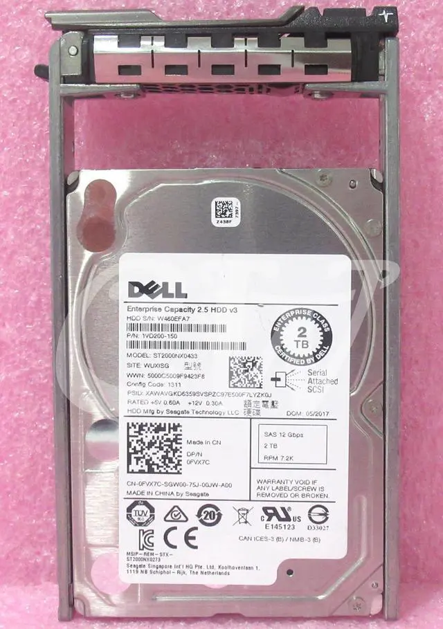 Main image of (NOT FOR HOME PC!) FVX7C 0FVX7C Dell ENTERPRISE 2TB 7200RPM 12Gbps 2.5" SAS SERVER HDD Hard Drive
