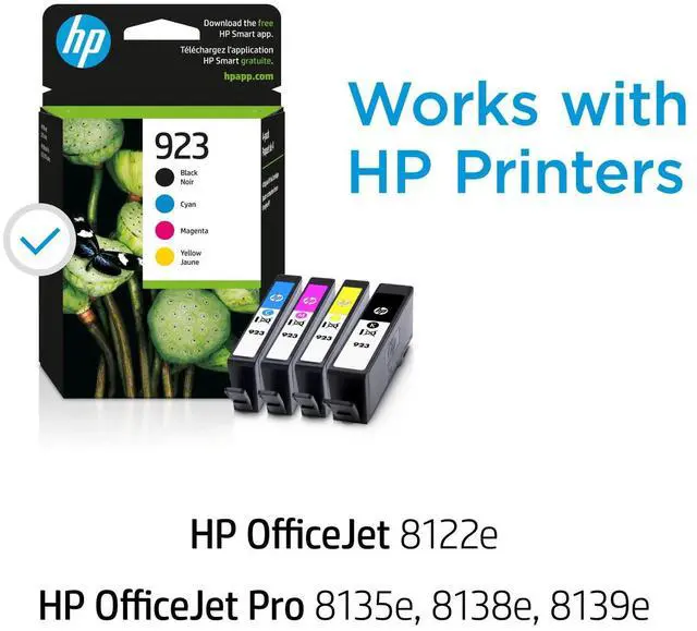 Alt view image 2 of 4 - HP 923 CMYK Original Ink Cartridge 4-Pack, ~500 pages K, ~400 pages C/M/Y,