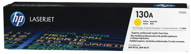 Main image of HP 130A Yellow Original LaserJet Toner Cartridge, ~1,000 pages, CF352A