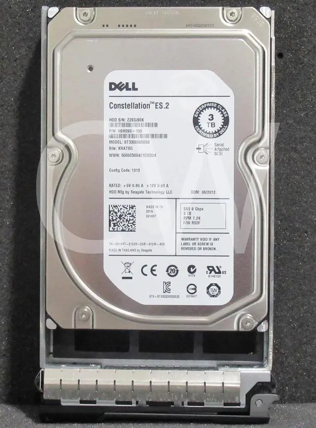 Main image of (NOT FOR HOME PC!) 91K8T ST33000650SS Dell POWEREDGE 3TB 7.2K 6Gbps 64MB 3.5" SAS HDD Hard Drive