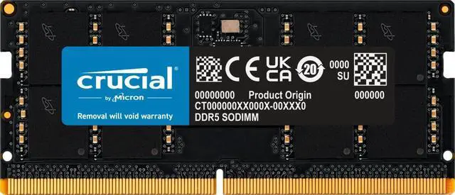 Main image of Crucial 32GB DDR5 4800MHz CL40 SODIMM Laptop Memory - CT32G48C40S5