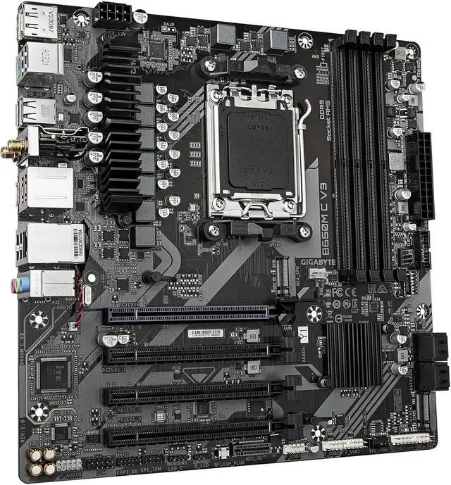 Alt view image 3 of 5 - GIGABYTE B650M C V3 (rev. 1.0) AM5 LGA 1718 AMD B650 M-ATX Motherboard