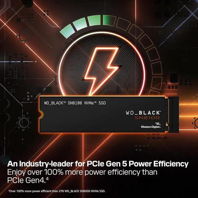 Alt view image 5 of 7 - WD BLACK 4TB SN8100 NVMe Gen 5 PCIe 5.0x4 M.2 2280 SSD WDS400T1X0M