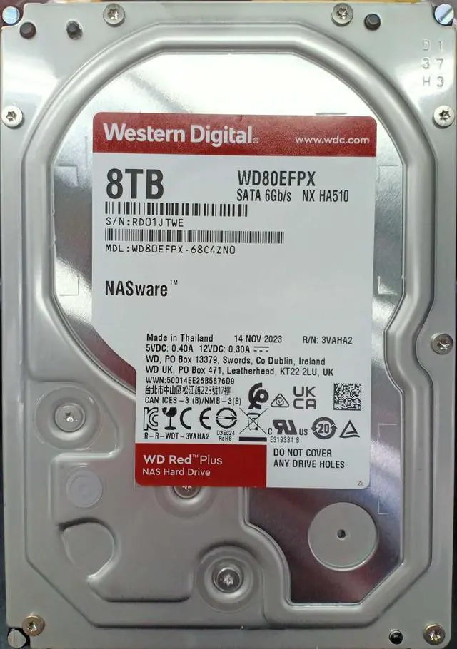 Alt view image 2 of 2 - WD 8TB WD Red Plus NAS Internal Hard Drive HDD - 5640 RPM SATA 6 Gb/s WD80EFPX