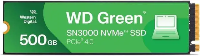 Main image of WD Green SN3000 500GB NVMe Gen4 PCIe, M.2 2280 Internal SSD WDS500G4G0E