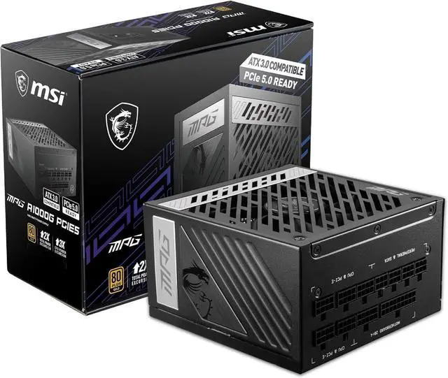 Main image of MSI PCIE 5 & ATX 3.0 Gaming Power Supply Full Modular ATX PSU MPGA1000GPCIE5