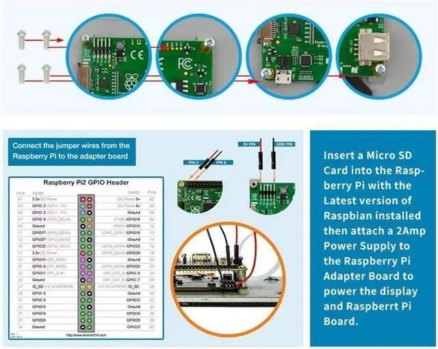 Alt view image 5 of 5 - Raspberry Pi 7-Inch touch display screen for Raspberry Pi single board SC1227