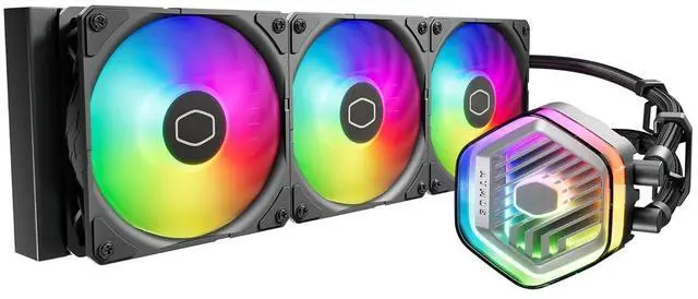 Alt view image 2 of 7 - Cooler Master MasterLiquid 360 ATMOS ARGB CPU Liquid Cooler 120mm 2500RPM