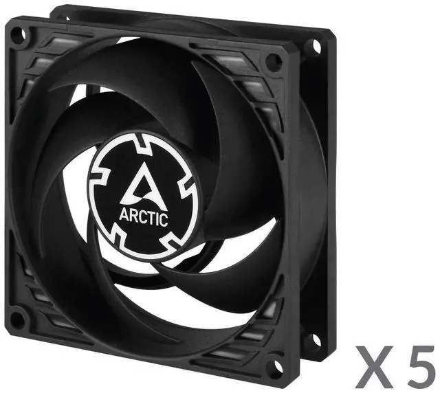 Alt view image 2 of 3 - Arctic P8 PWM PST (5-Pack) 80mm Fan Speed: 200-3000 RPM Case Fan - Black/Black