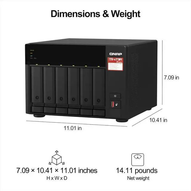 Alt view image 3 of 7 - QNAP TS-673A 6-bay NAS/iSCSI IP-SAN AMD Ryzen V1000 series TS-673A-8G-US