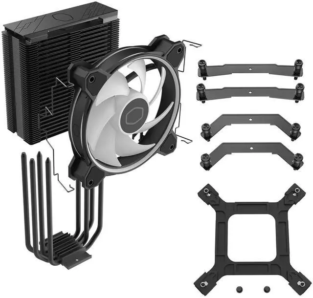 Alt view image 5 of 5 - Cooler Master Hyper 212 Halo CPU air Cooler Dual Loop ARGB (Black)