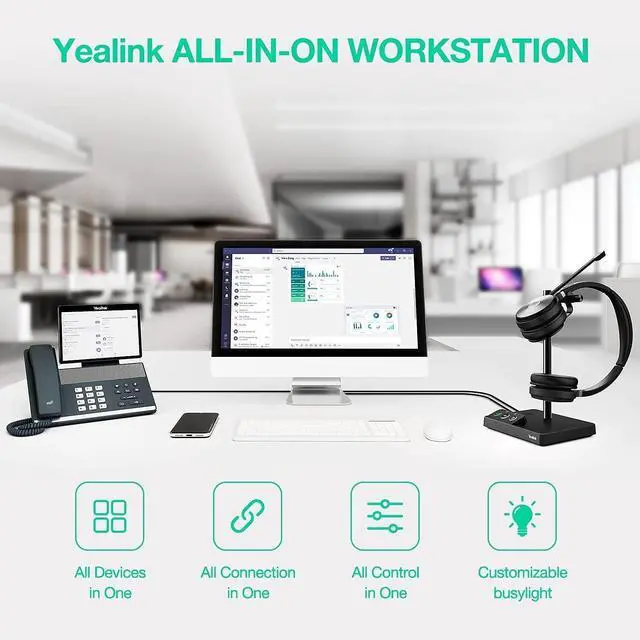 Alt view image 6 of 7 - Yealink WH62 Duo UC Wireless Noise Canceling Headset USB Enabled Desk Phones
