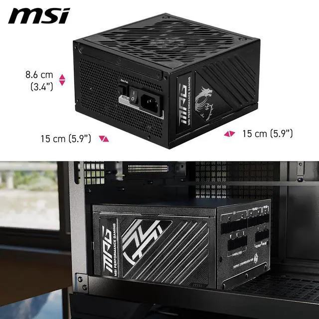 Alt view image 6 of 7 - MSI 1000W ATX 3.1 PSU Full Modular 80 Plus Gold Certified ATX MPG A1000GS PCIE5