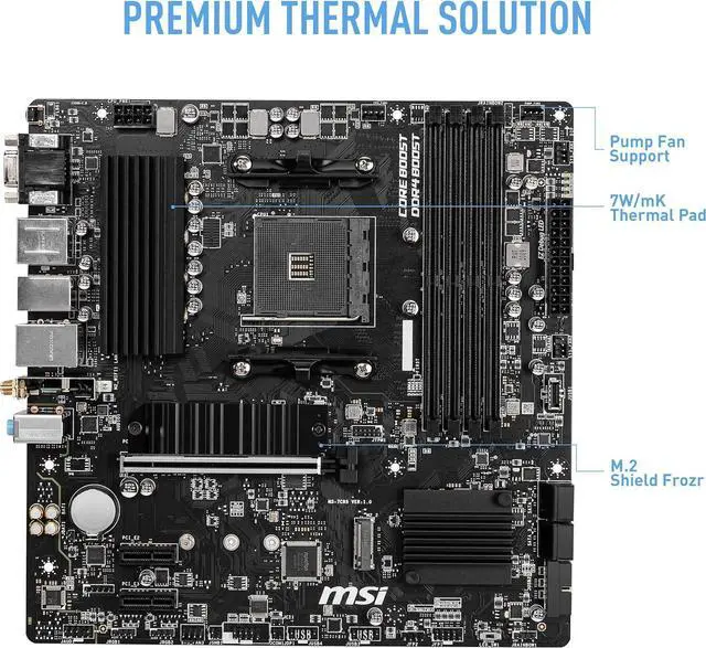 Alt view image 2 of 6 - MSI ProSeries Motherboard (AMD AM4 DDR4 PCIe 4.0 MicroATX) B550M PRO-VDH WiFi