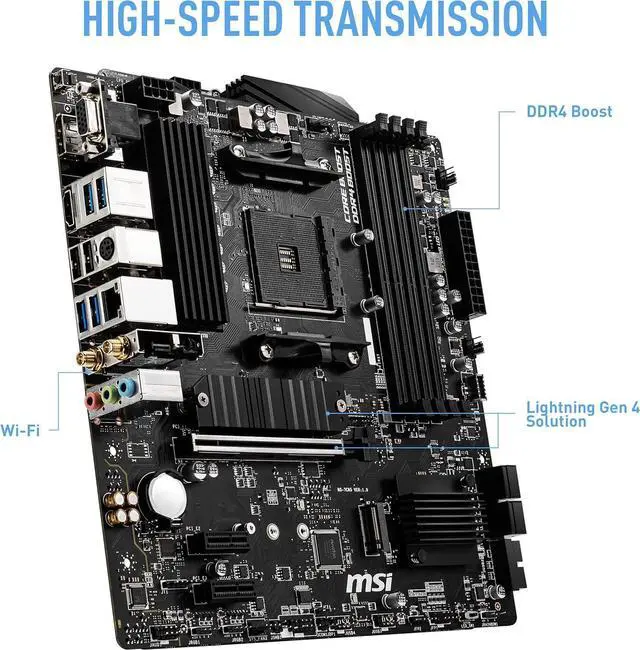 Alt view image 4 of 6 - MSI ProSeries Motherboard (AMD AM4 DDR4 PCIe 4.0 MicroATX) B550M PRO-VDH WiFi