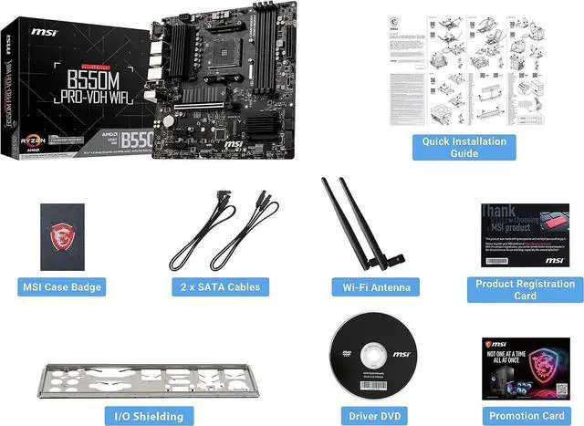 Alt view image 6 of 6 - MSI ProSeries Motherboard (AMD AM4 DDR4 PCIe 4.0 MicroATX) B550M PRO-VDH WiFi