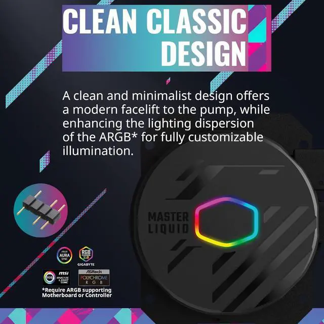 Alt view image 5 of 7 - Cooler Master MasterLiquid 240L Core 240mm AIO Liquid Cooler MLW-D24M-A18PZ-R1