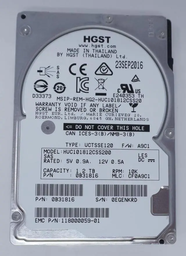 Main image of (NOT FOR HOME PC!) HUC101812CSS200 0B32671 HGST 1.2TB 10K 12Gb/s SAS 2.5" Server Hard Drive RF