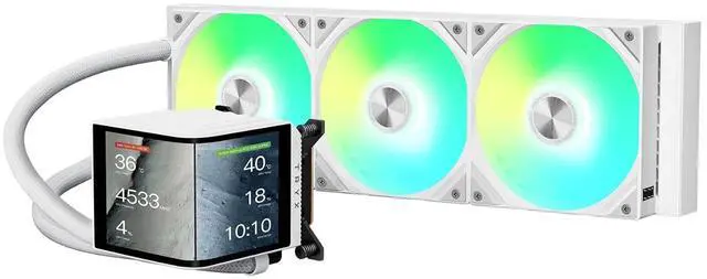 Main image of TRYX Panorama 360 ARGB Asetek 8th Gen V2 AIO Cooler (White) L-P360A-AS3M-G1W