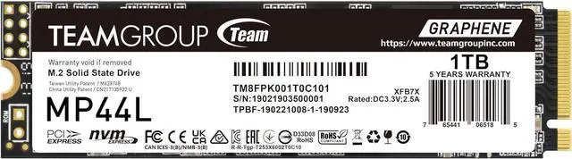 Main image of TEAMGROUP MP44L 1TB SLC Cache NVMe M.2 2280 Laptop&Desktop SSD TM8FPK001T0C101