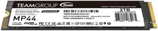 Alt view image 2 of 3 - Team Group MP44 M.2 2280 2TB SLC Cache PCIe 4.0 x4 with NVMe SSD TM8FPW002T0C101