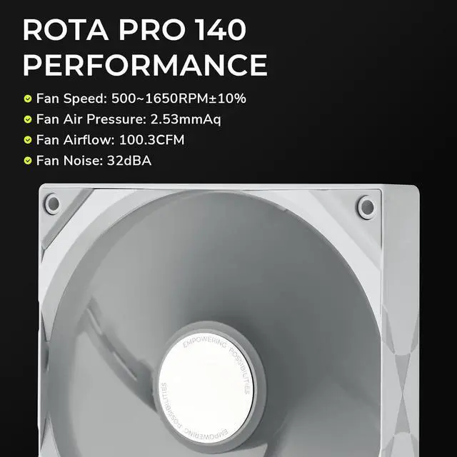 Alt view image 4 of 7 - TRYX ROTA PRO 140mm 4-Pin PWM Case Fan LCP Material FDB (White) F-R140P-NN1M-G0W