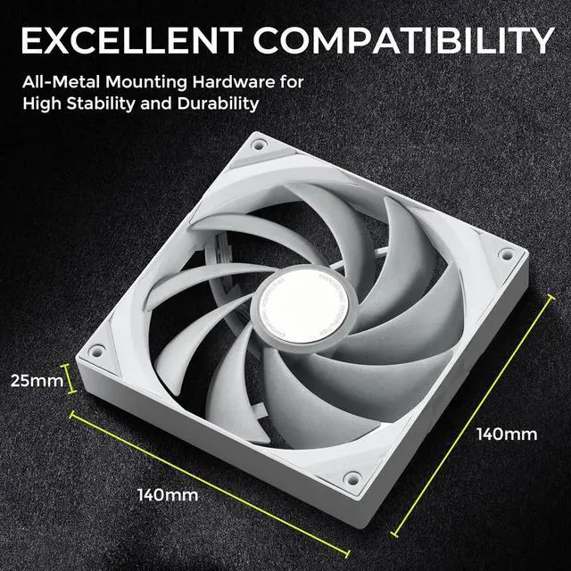 Alt view image 6 of 7 - TRYX ROTA PRO 140mm 4-Pin PWM Case Fan LCP Material FDB (White) F-R140P-NN1M-G0W