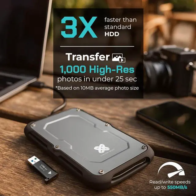 Alt view image 5 of 7 - Titanium Micro 1TB Titanium One Portable SSD Up to 550Mb/s USB 3.2 Type C