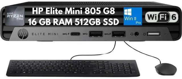 Main image of HP Elite Mini 805 G8 Desktop Ryzen 5 PRO 5650G 16GB 512GB SSD WiFi Win11Pro