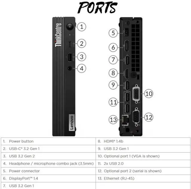 Alt view image 2 of 7 - Lenovo ThinkCentre M75q Gen 2 Tiny Ryzen 5 PRO 5650GE 16GB 1TB Wi-Fi Kybd Mouse