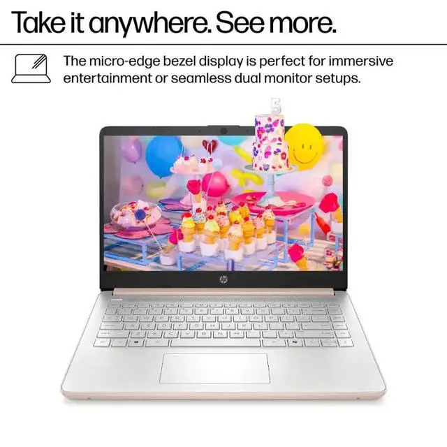 Alt view image 7 of 7 - HP Laptop 14" HD Intel N150 16GB 256GB Webcam Office 365 Docking + 128GB microSD
