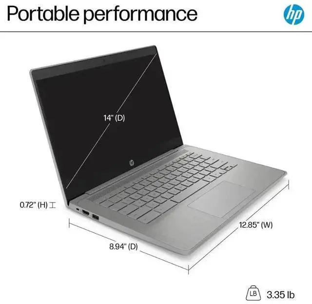 Alt view image 6 of 6 - HP Chromebook 14" HD Quad-Core Celeron N4500 4GB 64GB eMMC Webcam Chrome OS