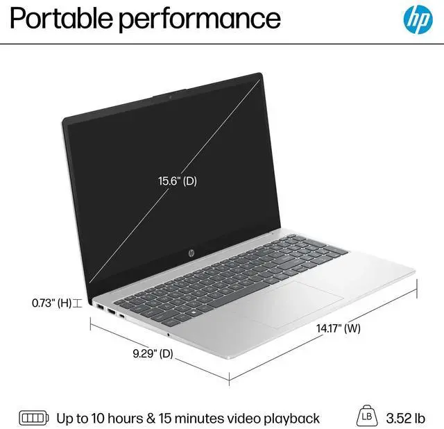 Alt view image 6 of 7 - HP 15.6" HD Touch Laptop 6-Core i3-1215U 8GB 256GB PCIe SSD Webcam Windows 11