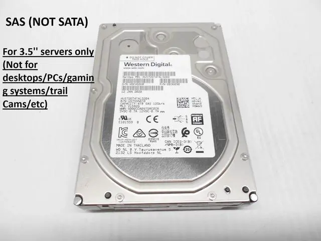 Main image of (NOT FOR HOME PC!) WD 4TB SAS Server Storage 12gbps 12G Hard Drive 3.5'' HUS726T4TAL5204 dell HP