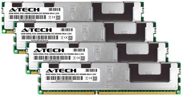 Alt view image 2 of 7 - (NOT FOR HOME PC!) A-Tech 128GB 4x 32GB 4Rx4 PC3-10600R DDR3 1.35V ECC RDIMM REG Server Memory RAM