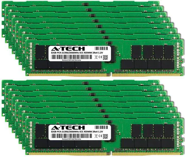 Alt view image 2 of 4 - (NOT FOR HOME PC!) A-Tech 512GB 16x 32GB 2Rx4 PC4-21300R DDR4 2666 ECC REG RDIMM Server Memory RAM
