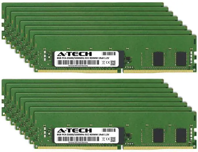Alt view image 2 of 7 - (NOT FOR HOME PC!) A-Tech 128GB 16x 8GB 1Rx8 PC4-25600R DDR4 3200 ECC REG RDIMM Server Memory RAM