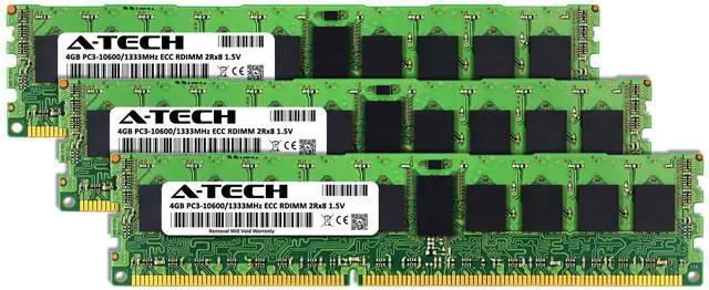 Alt view image 2 of 5 - 12GB 3x 4GB PC3-10600R RDIMM Dell PowerEdge T310 Memory RAM