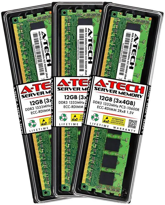 Main image of 12GB 3x 4GB PC3-10600R RDIMM Dell PowerEdge T310 Memory RAM